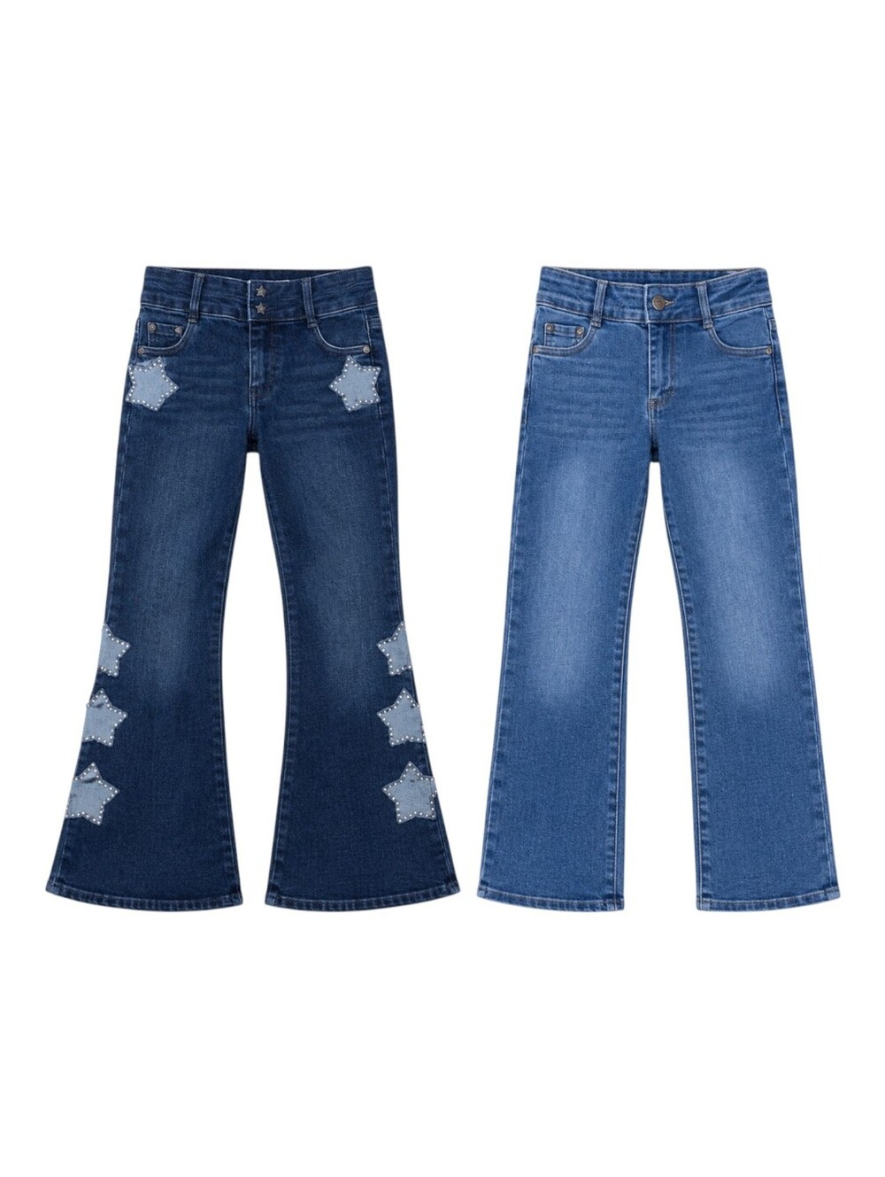 Tractr Kids Blue Jeans Bundle Lot Star Applique Colorblock Denim Girls Size 8
